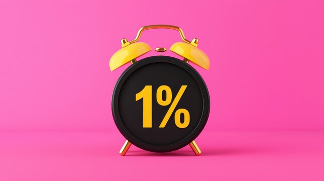 Yellow Alarm Clock with Bold One Percent on Pink Background - Powered by Adobe