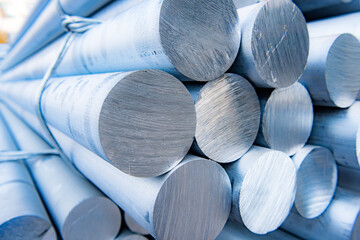 Aluminum bars and raw materials stacked in aluminum product factories