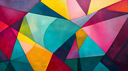 Fototapeta premium background with colorful diamond shapes and lines in vibrant hues like teal, magenta, and yellow, evoking creativity and movement 