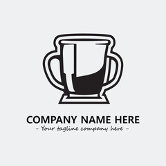 Cup illustration black and white for logo company vector image
