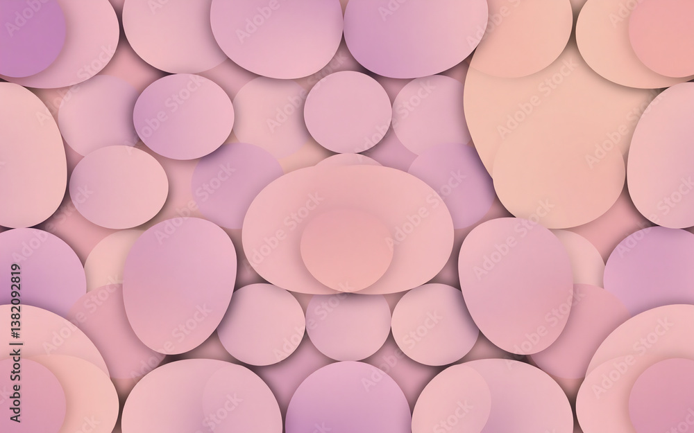 Poster soft background with layered, overlapping circles in shades of pink and purple. gentle pastel colors