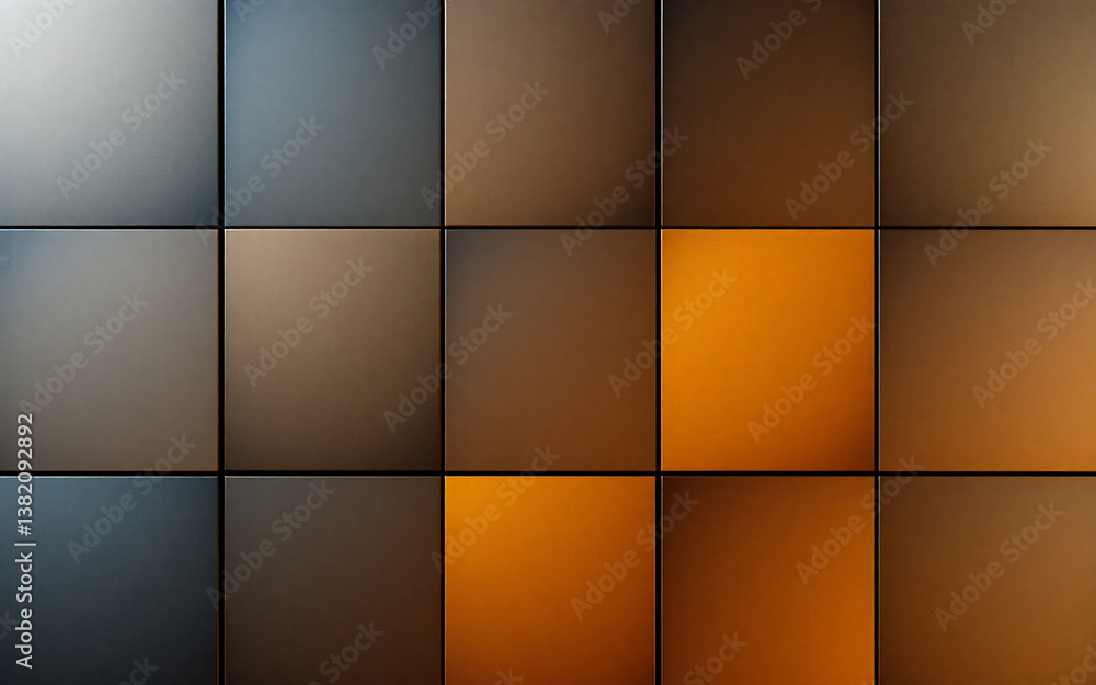 Aufkleber geometric composition of squares with varied brown and orange hues. three-dimensional block pattern,