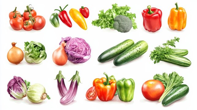 Variety of Fresh Produce: A colorful and abundant display of various fresh vegetables, perfect for promoting healthy eating, culinary creativity, and farm-to-table concepts.