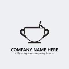 Cup illustration black and white for logo company vector image
