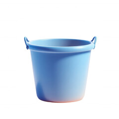 Sky-blue plastic bucket with rounded handles, isolated on transparent background.