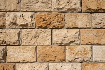 Fototapeta premium Textured stone wall with earthy beige and brown tones.