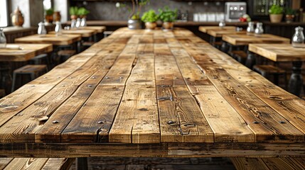  kitchen interior with an empty wooden table countertop serves as background 