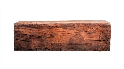 Fototapeta premium Dark Brown Weathered Wooden Beam Isolated on White Background