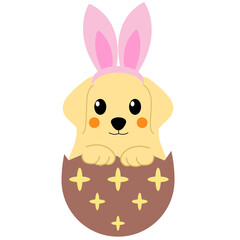 Golden Retriever, Easter, puppy, basket, eggs, spring, dog, holiday, celebration, pet, breed, happy, playful, cute, animation, floral, pastel, joyful, whimsical, friend