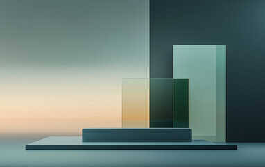 Background of e-commerce product booth integrating fashion and technology elements
