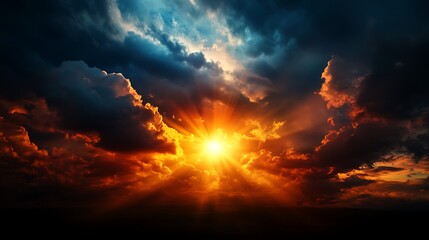 Obraz premium Dramatic Sunset Fiery Sky with Epic Cloudscape.