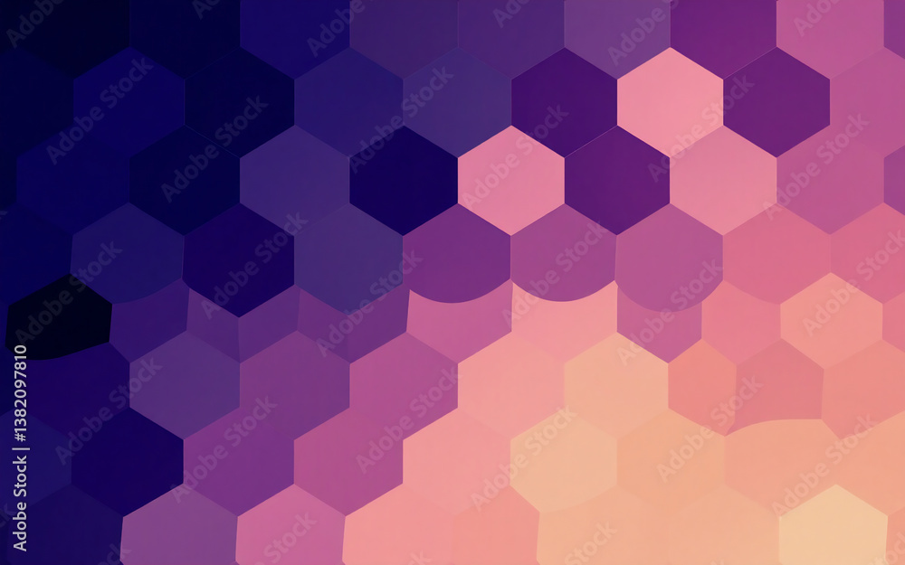 Aufkleber abstract background with geometric hexagon shapes in a gradient of dark blue, purple, pink and light
