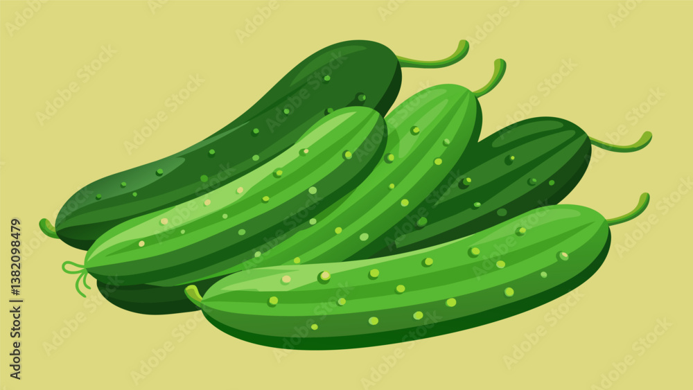 Poster a bundle of crisp and refreshing cucumbers perfect for snacking on with a dollop of hummus.. vector 