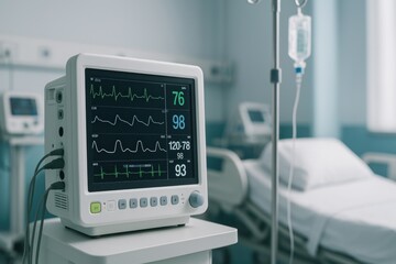 Hospital room with medical equipment.