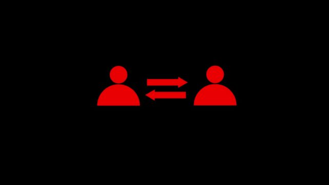 People and distance arrow graphic animation.Mediator Icon And Broker SymbolTwo Person Conflict and Misunderstanding Communication Icon