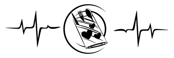 line art cutlery set for a food day