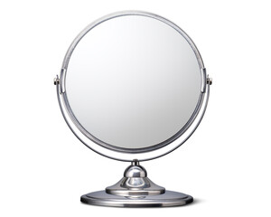 円形の卓上ミラー。真正面からのアングル