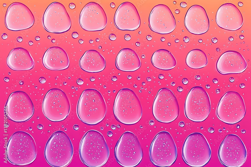 Poster translucent droplet design on vibrant gradient backdrop for abstract textures