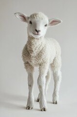Fototapeta premium Adorable lamb, studio shot, neutral background, springtime innocence, farm animal imagery