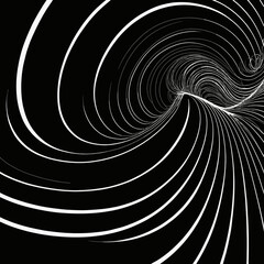 Abstract Swirling Lines Black White Design Art