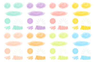 マーカーペンラインあしらいベクターイラストセット 矢印 カラフル 