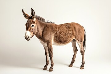 Obraz premium Donkey standing, studio shot, light background, farm animal