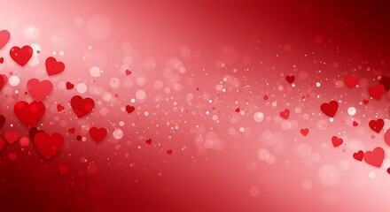 Obraz premium Crimson Hearts Dance A Red Valentine Glow Hearts in a Soft Embrace Romantic Red Swirl Floating Hearts of Love Red Heartlight Dreams Passionate Heart Burst AI Generated