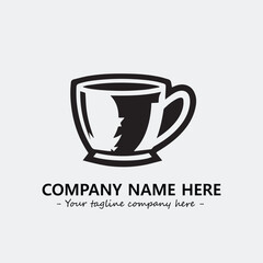 Cup illustration black and white for logo company vector image
