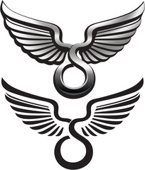 Obraz premium Winged S Logo Vector Set Metallic and Flat Silhouette Icon for Transport and Aviation Abstract Wings Symbol Logo