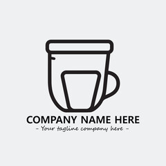 Cup illustration black and white for logo company vector image
