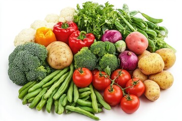 Colorful fresh vegetables on white background