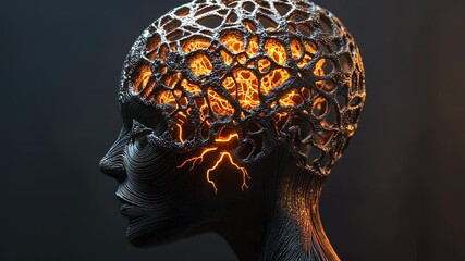 Glowing Mind: A Digital Art of  Intricate Head Sculpture - Powered by Adobe