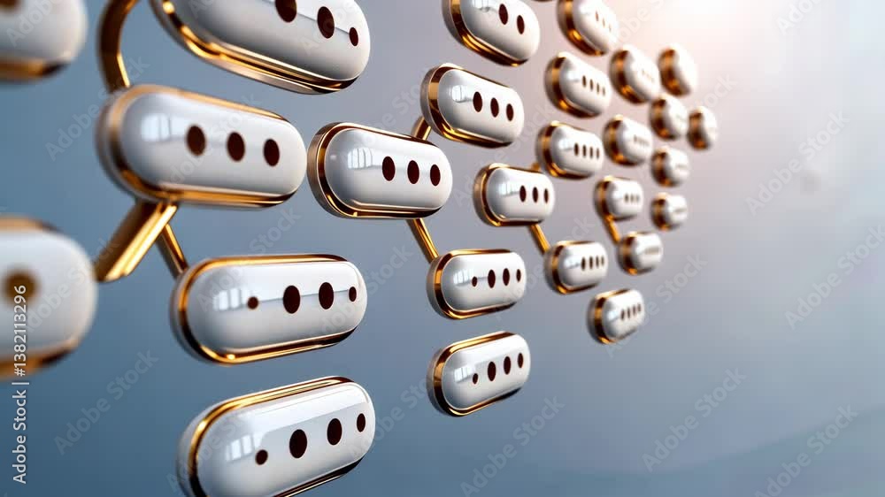Poster sleek and modern design showcasing innovative technology with glossy interconnected nodes, symbolizi