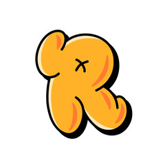 Alphabet Bubble Balloon Graffiti Letter R – Colorful 3D Font for Fun Typography, Street Art, and Creative Design