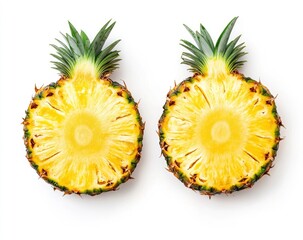 Halved Pineapple Slices on White Background for Healthy Eating Concepts
