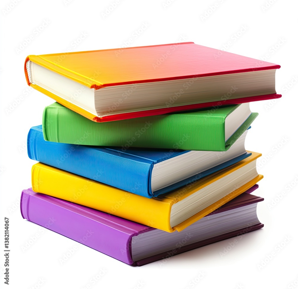 Aufkleber stack of colorful books on white background for learning resources