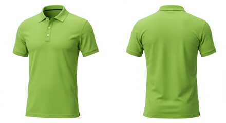 Green Polo Shirt Front and Back Views Clothing Apparel Design