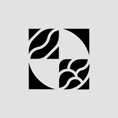 Abstract design with curved shapes in a square formation