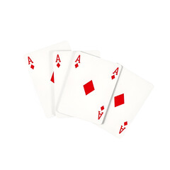 Obraz premium Three aces from a deck of cards flying mid-air, isolated on a transparent background