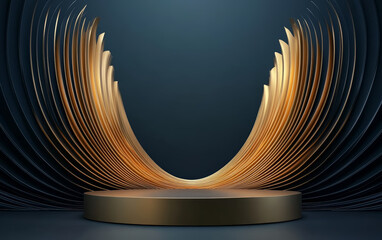 The background of the fashionable golden element e-commerce product display stand