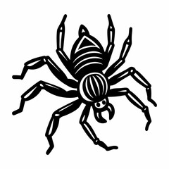 Spider outline vector image; eerie creepy bug black silhouette for Halloween.