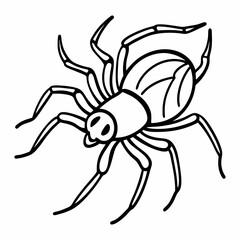 Spider outline vector image; eerie creepy bug black silhouette for Halloween.