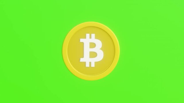 3D Animation of Bitcoin on Green Screen Background. Suitable for Cryptocurrency Video