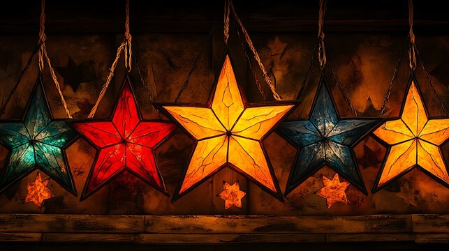 Festive Filipino Parol Stars Glow Warmly.