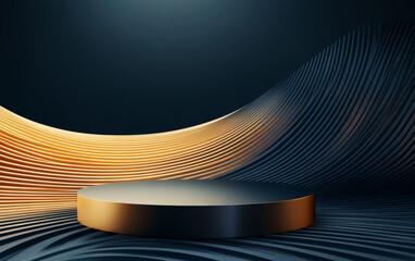 The background of the fashionable golden element e-commerce product display stand