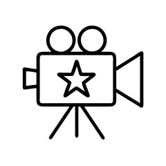 Vintage movie camera icon film industry cinema production equipment vector illustration