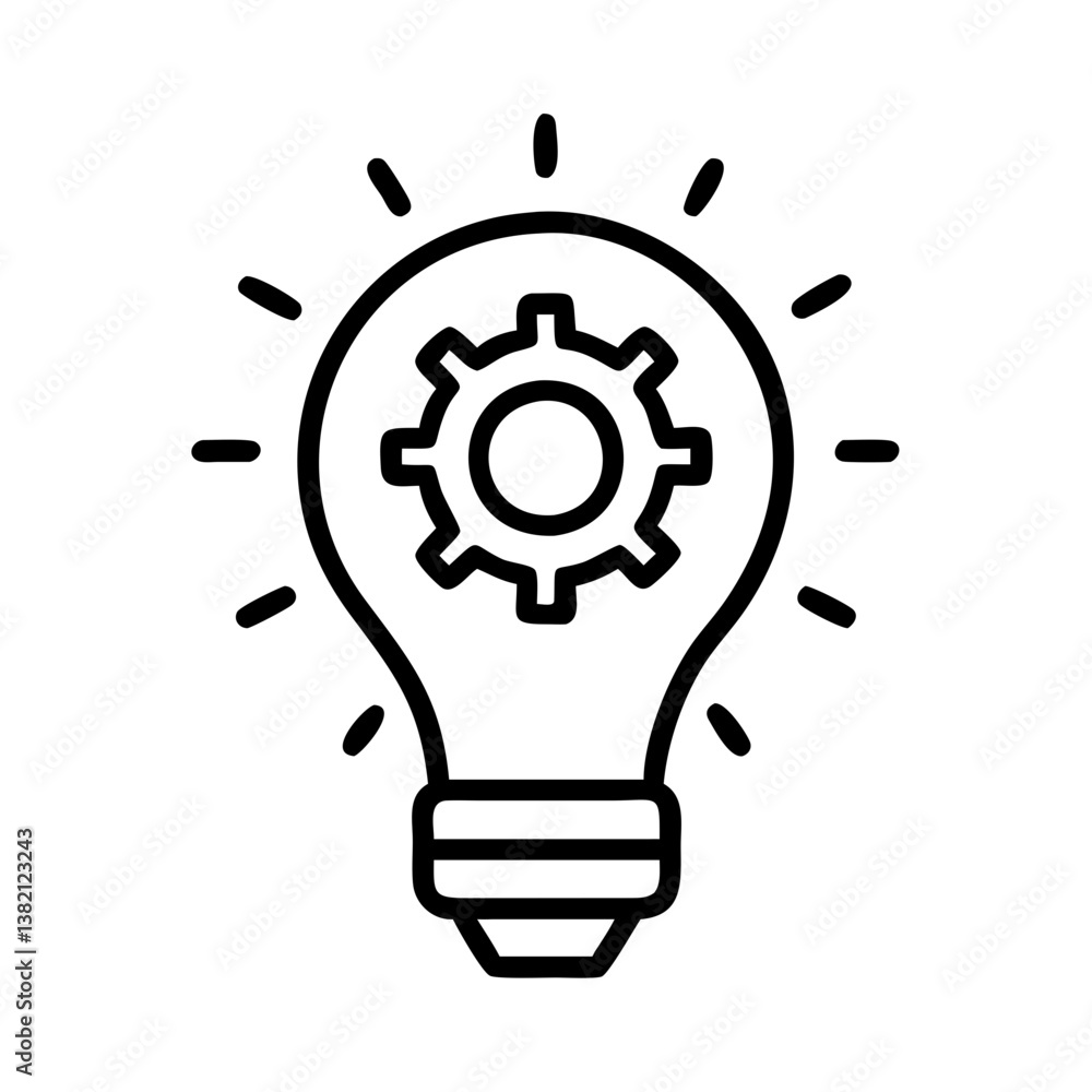 Poster lightbulb gear innovation idea concept vector icon for creative solution and technology development 