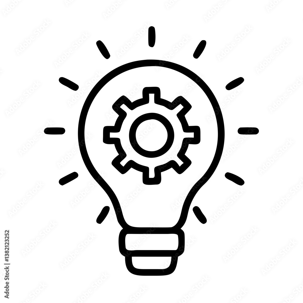 Poster creative idea generation concept lightbulb with gear for innovation and problem solving process desi
