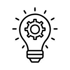 Lightbulb gear innovation idea concept vector icon for creative solution and technology development process