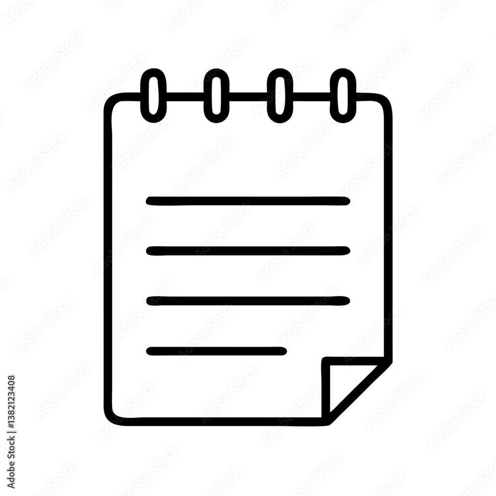 Poster notebook notepad paper list memo reminder note taking writing school office supplies icon vector des